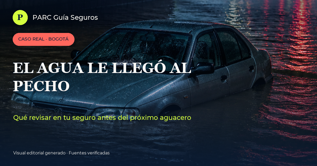 Ilustración editorial de un carro inundado en Bogotá