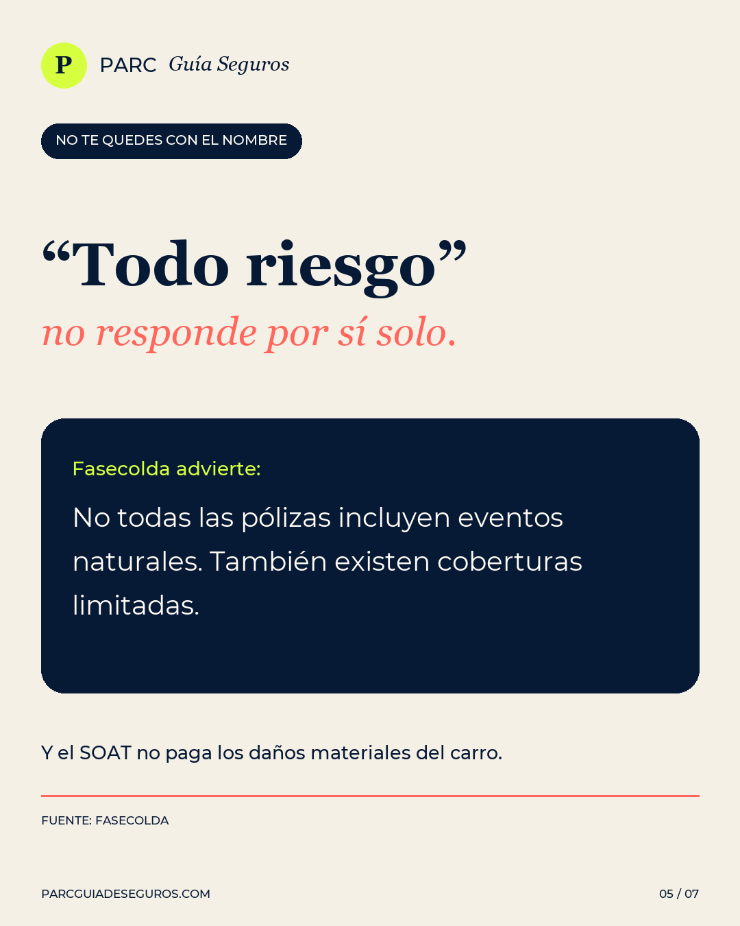 Por qué el nombre todo riesgo no define por sí solo las coberturas
